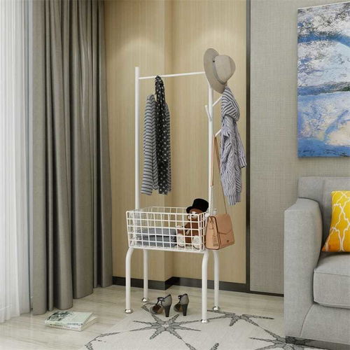 家居必備 簡易折疊單桿鐵藝衣帽架，臥室晾掛新選擇